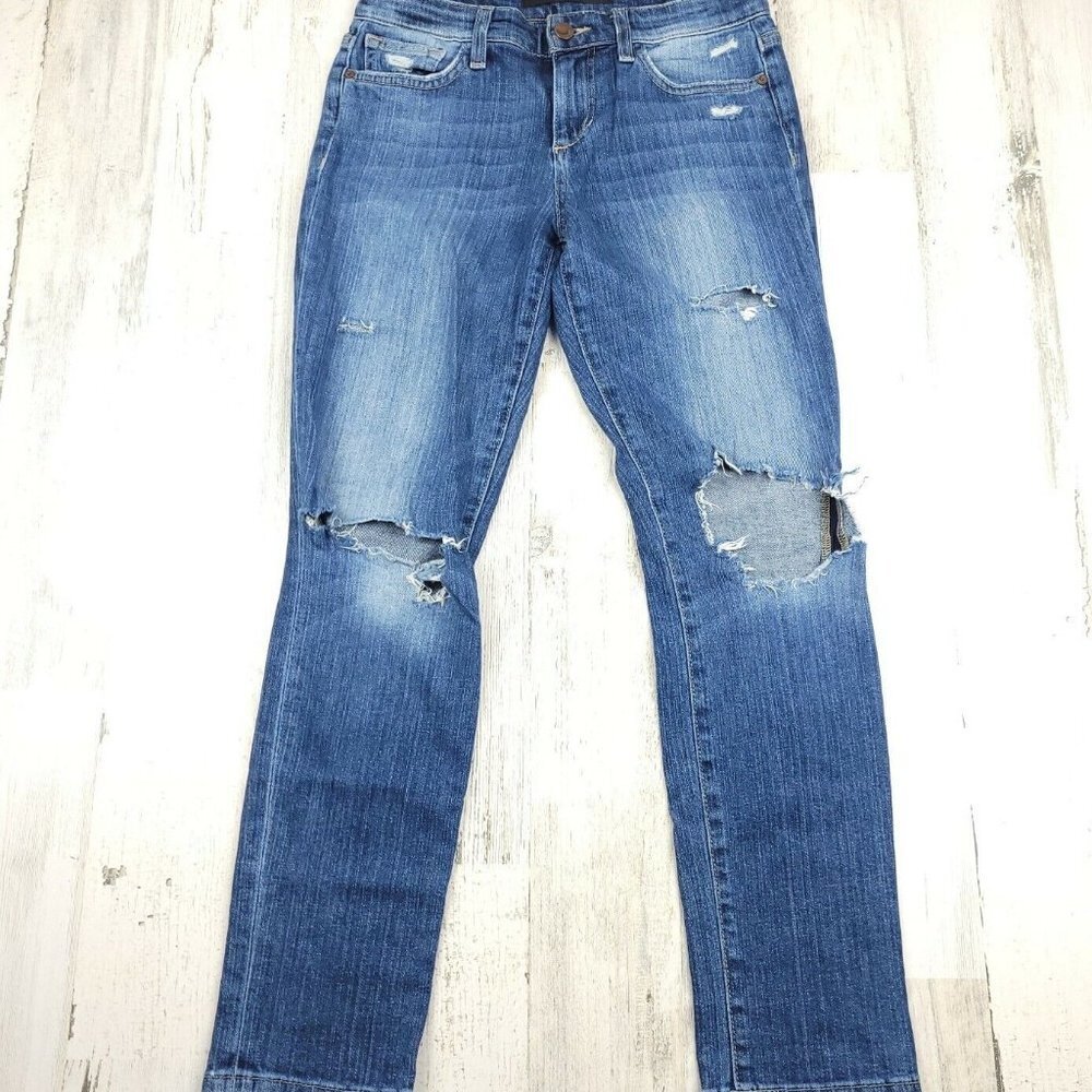Joe’s Jeans Keagan Distressed Skinny Jeans Size 25 Blue Stretch Denim